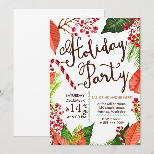 Invitation à la fête de Noël (Devant / Derrière)