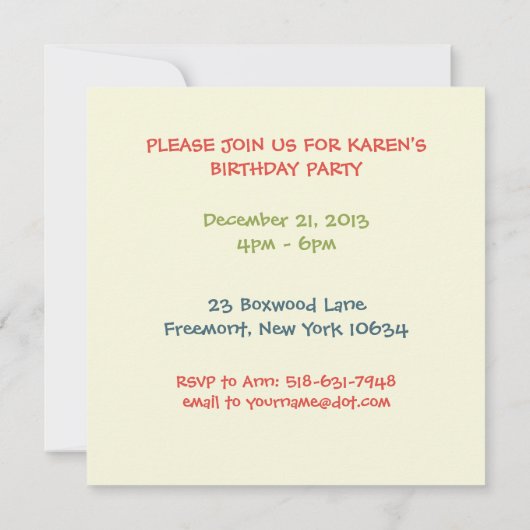 Invitation à la fête de Noël (Dos)