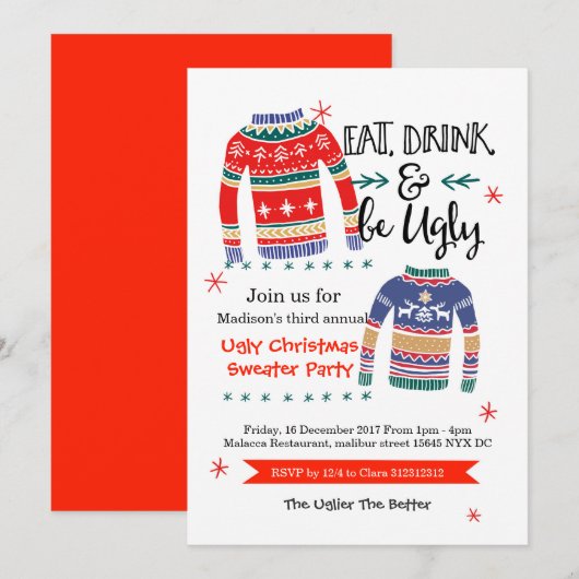 Invitation à la fête de Noël (Devant / Derrière)