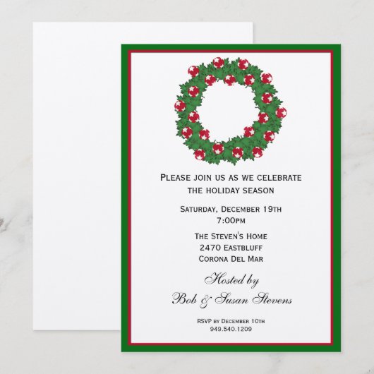 Invitation à la fête de Noël (Devant / Derrière)