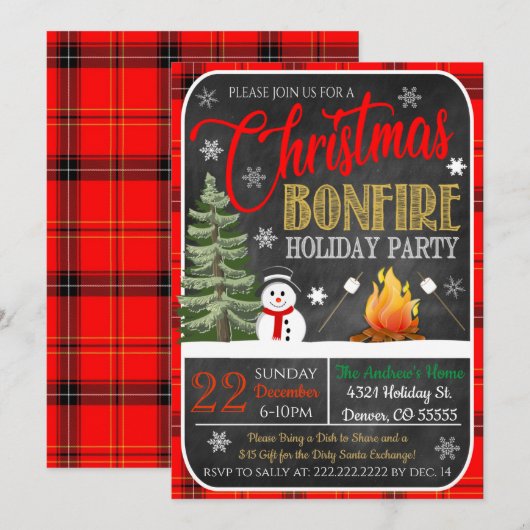 Invitation à la fête de Noël (Devant / Derrière)