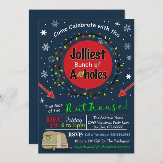 Invitation à la fête de Noël (Devant / Derrière)