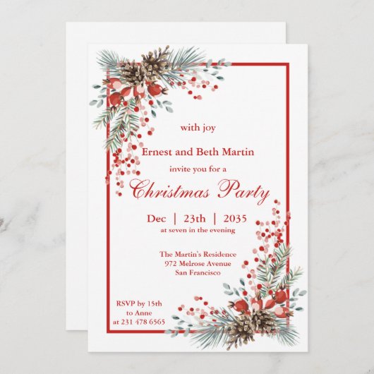 Invitation à la fête de Noël (Devant / Derrière)