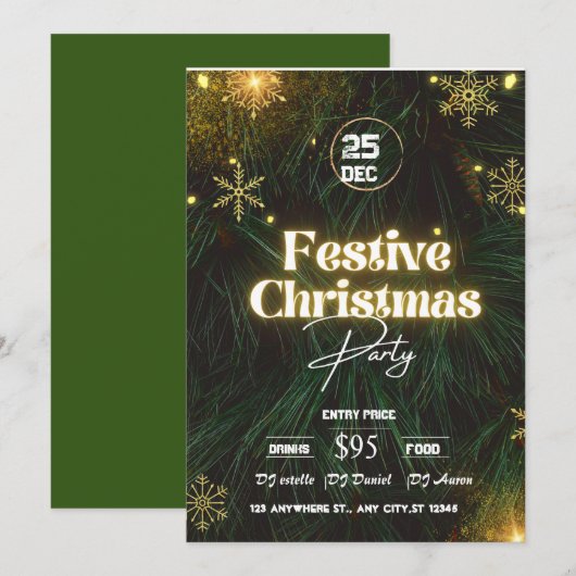 Invitation à la fête de Noël (Devant / Derrière)