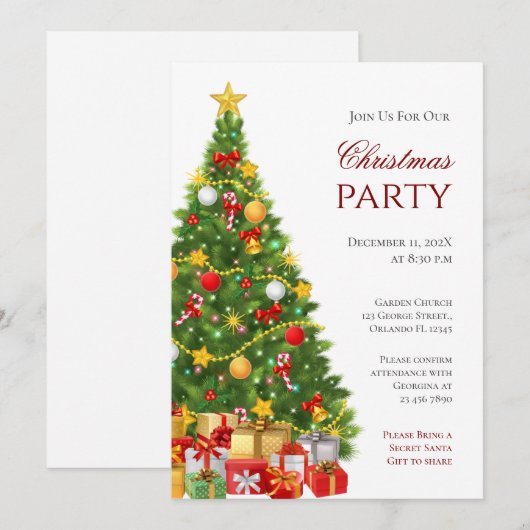 Invitation à la fête de Noël (Devant / Derrière)