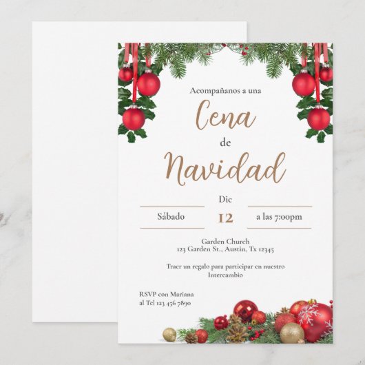 Invitation à la fête de Noël (Devant / Derrière)