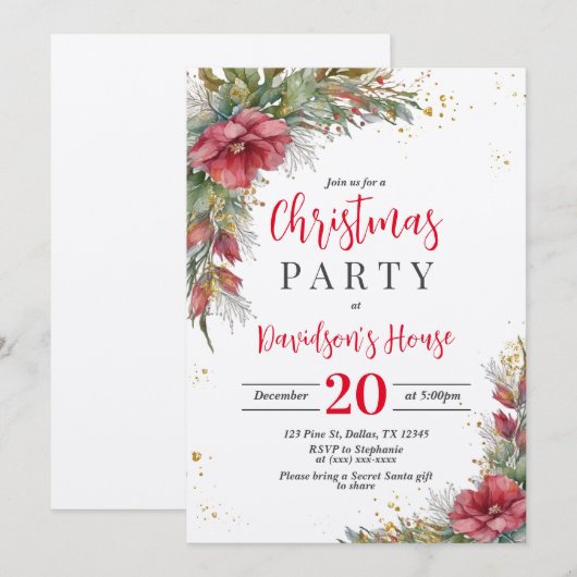 Invitation à la fête de Noël (Devant / Derrière)