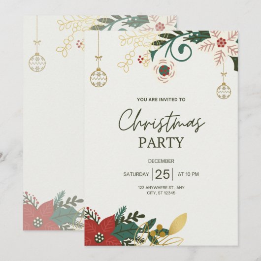 Invitation à la fête de Noël (Devant / Derrière)