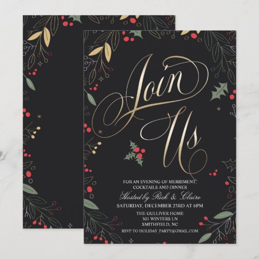 Invitation à la fête de Noël (Devant / Derrière)