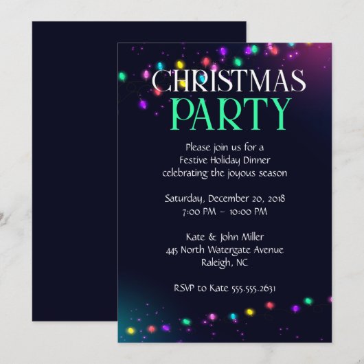 Invitation à la fête de Noël (Devant / Derrière)