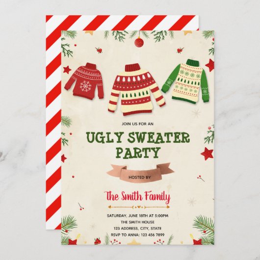 Invitation à la fête de Noël (Devant / Derrière)