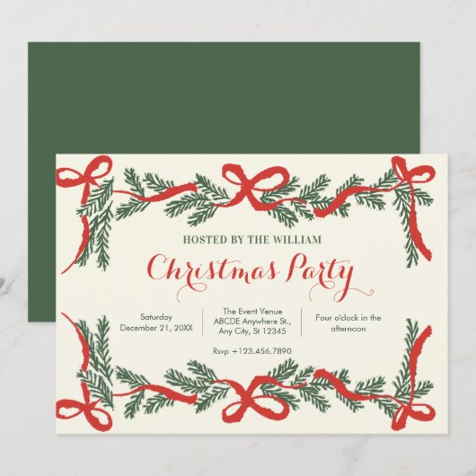 Invitation à la fête de Noël (Devant / Derrière)