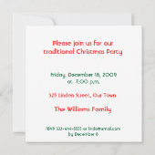 Invitation à la fête de Noël (Dos)