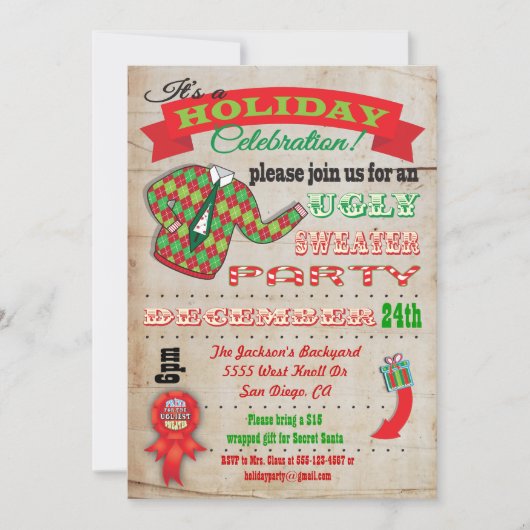 Invitation à la fête de Noël (Devant)