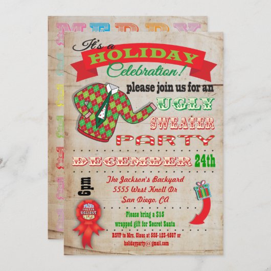 Invitation à la fête de Noël (Devant / Derrière)