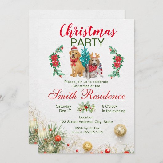 Invitation à la fête de Noël (Devant / Derrière)