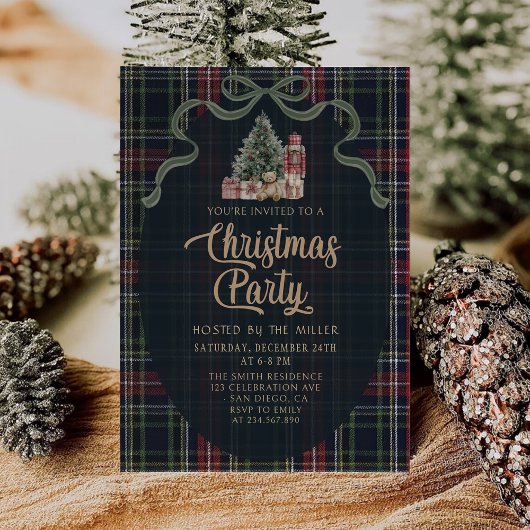 Invitation à la fête de Noël à carreaux Prépa