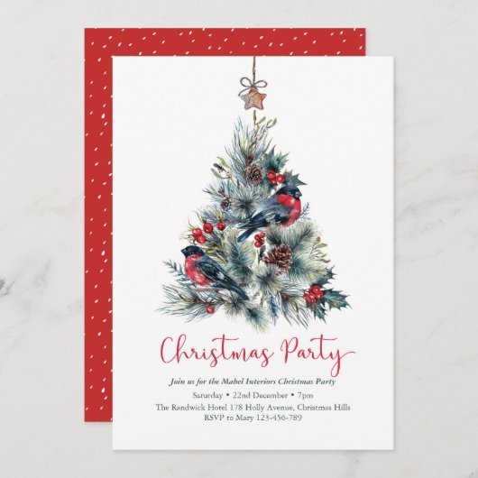 Invitation à la fête de Noël| Arbre à bulles (Devant / Derrière)