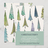 Invitation à la fête de Noël Arbres mignons  (Devant / Derrière)