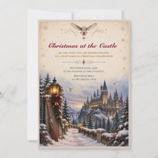 Invitation à la fête de Noël au château du magicie