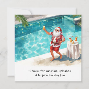 Invitation à la fête de Noël au pool Santa