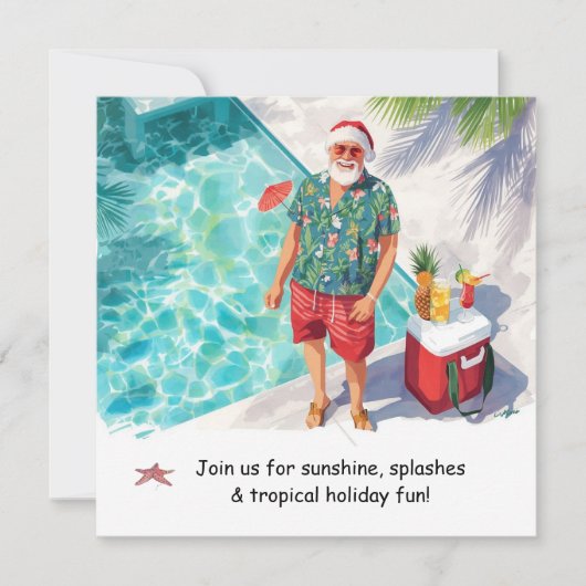 Invitation à la fête de Noël au pool Santa (Devant)