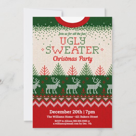 Invitation à la fête de Noël au pull moche (Devant)