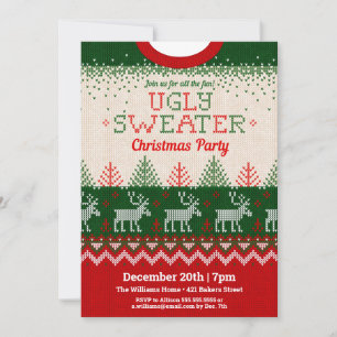 Invitation à la fête de Noël au pull moche
