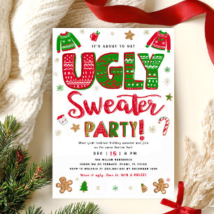 Invitation à la fête de Noël au pull moche