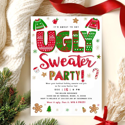 Invitation à la fête de Noël au pull moche