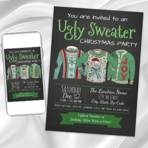 Invitation à la fête de Noël au pull moche sur tab