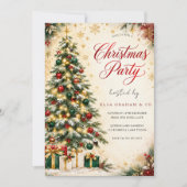 Invitation à la fête de Noël au vert éternel doré (Devant)