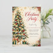 Invitation à la fête de Noël au vert éternel doré (Debout devant)