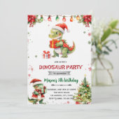 Invitation à la fête de Noël avec dinosaure (Debout devant)