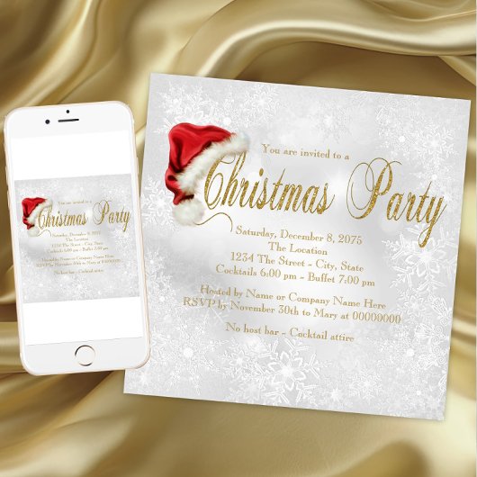 Invitation à la fête de Noël avec flocon de neige