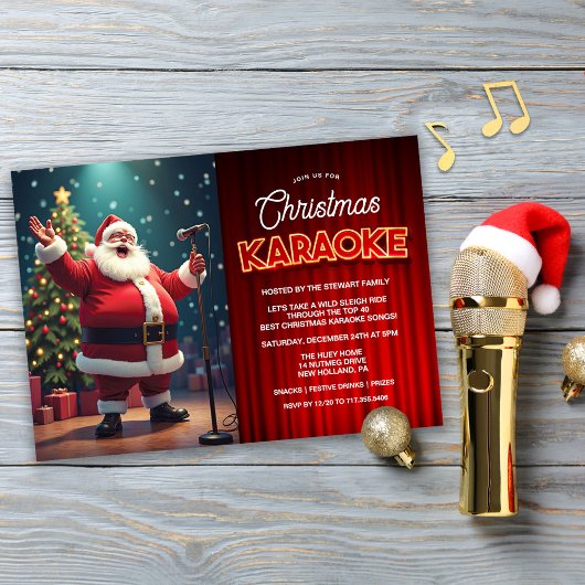 Invitation à la fête de Noël avec karaoke