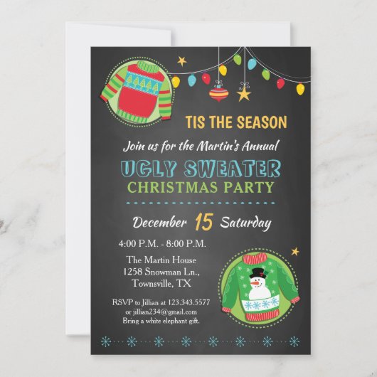 Invitation à la fête de Noël avec un pull de Noël (Devant)