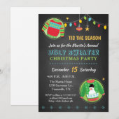 Invitation à la fête de Noël avec un pull de Noël (Devant / Derrière)