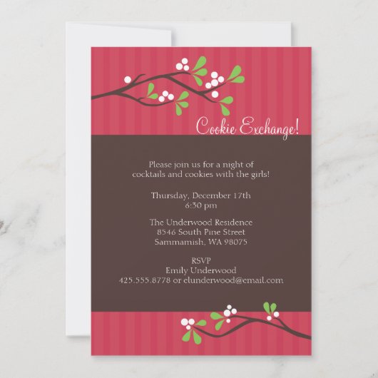 Invitation à la fête de Noël Berry Branch (Devant)