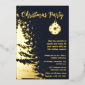 Invitation à la fête de Noël Bleu profond et or (Recto)