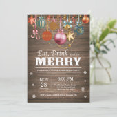 Invitation à la fête de Noël Bois rustique (Debout devant)