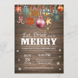 Invitation à la fête de Noël Bois rustique