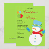 Invitation à la fête de Noël bonhomme de neige (Devant / Derrière)