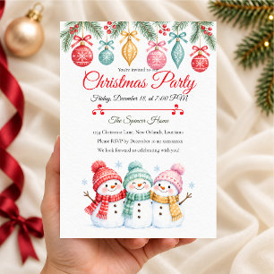 Invitation à la fête de Noël Bonhomme de neige pas
