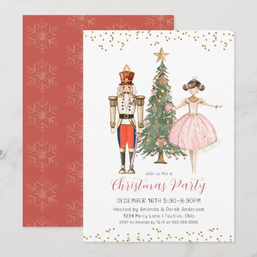 Invitation à la fête de Noël Casse-Noisette (Devant / Derrière)