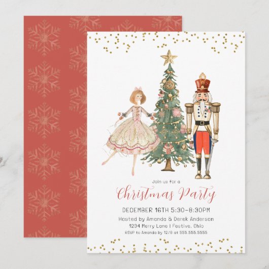 Invitation à la fête de Noël Casse-Noisette (Devant / Derrière)