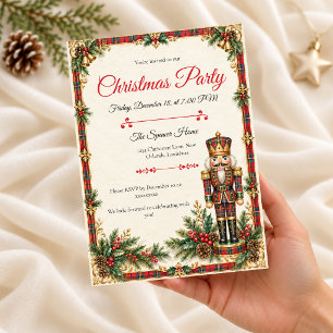 Invitation à la fête de Noël Casse-Noisette Tartan