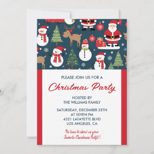 Invitation à la fête de Noël cerf père Noël