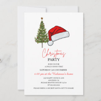 Invitation à la fête de Noël | Chapeau de Père Noë