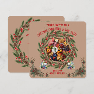 Invitation à la fête de Noël Charcuterie et Vin